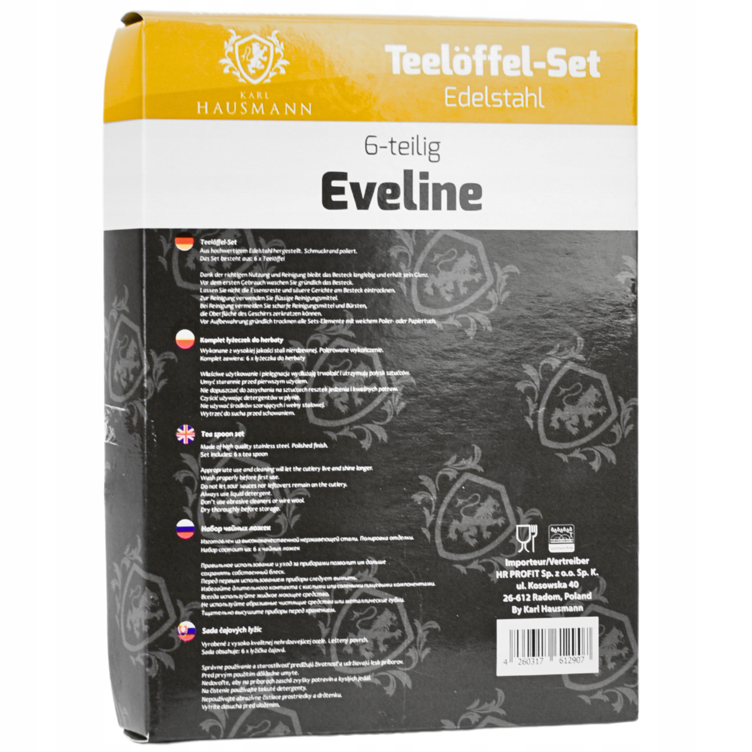 ŁYŻECZKI do HERBATY KAWY ŁYŻECZKI ZESTAW 6SZT STAL NIERDZEWNA +PUDEŁKO Linia EVELINE