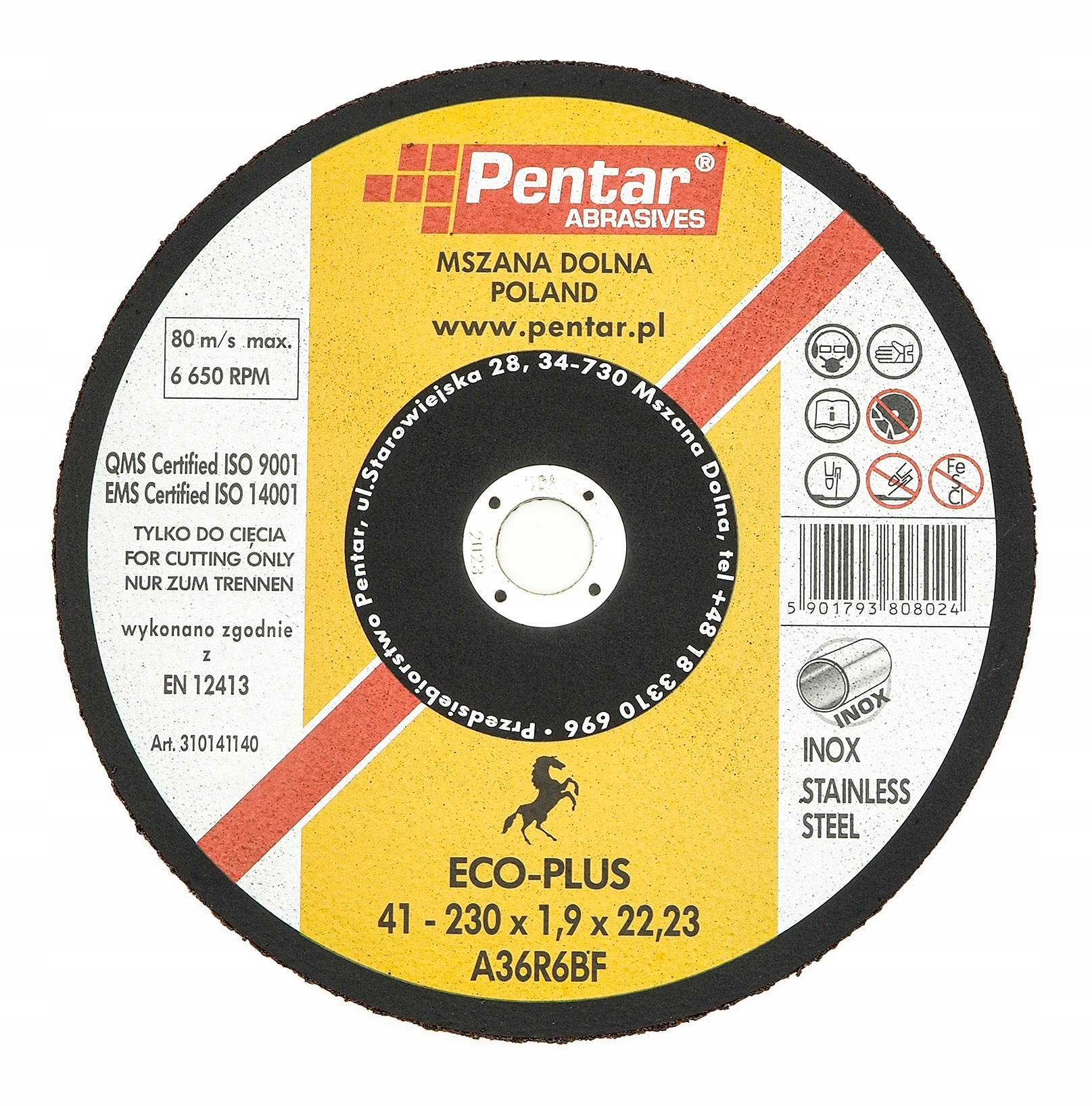 TARCZA DO CIĘCIA STALI PENTAR INOX ECO 230x1,9x22