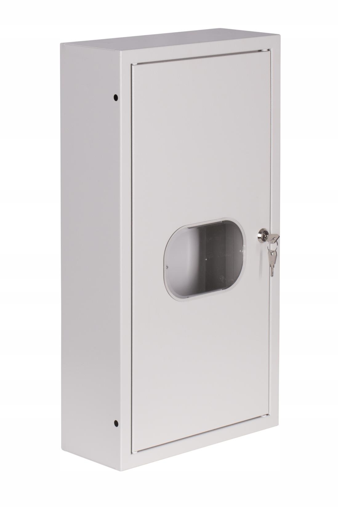 Kovová nástenná počítacia skrinka 3f 310x580x130 12 moduly so sklom Zámok
