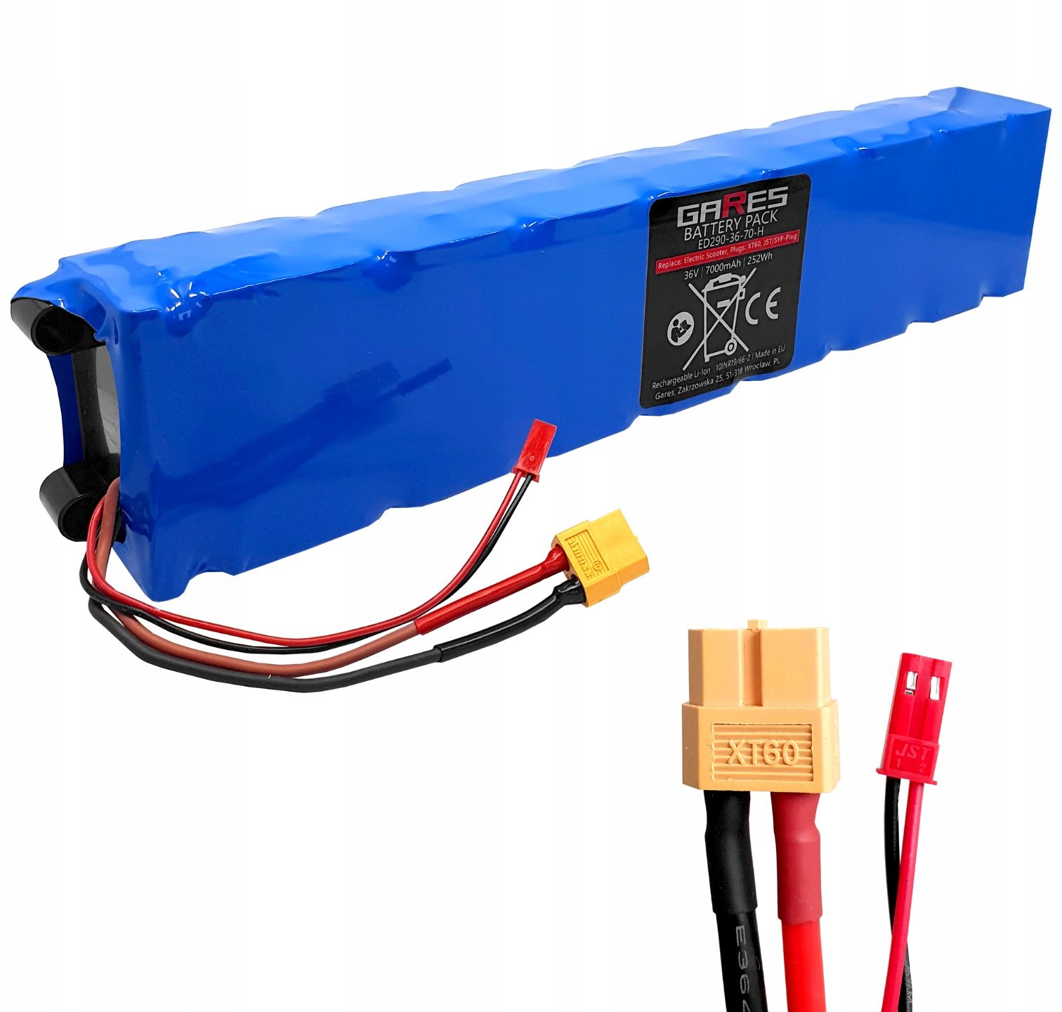 Bateria Akumulator do Hulajnogi Elektrycznej wtyk XT60 Jst-sm 36V 7Ah