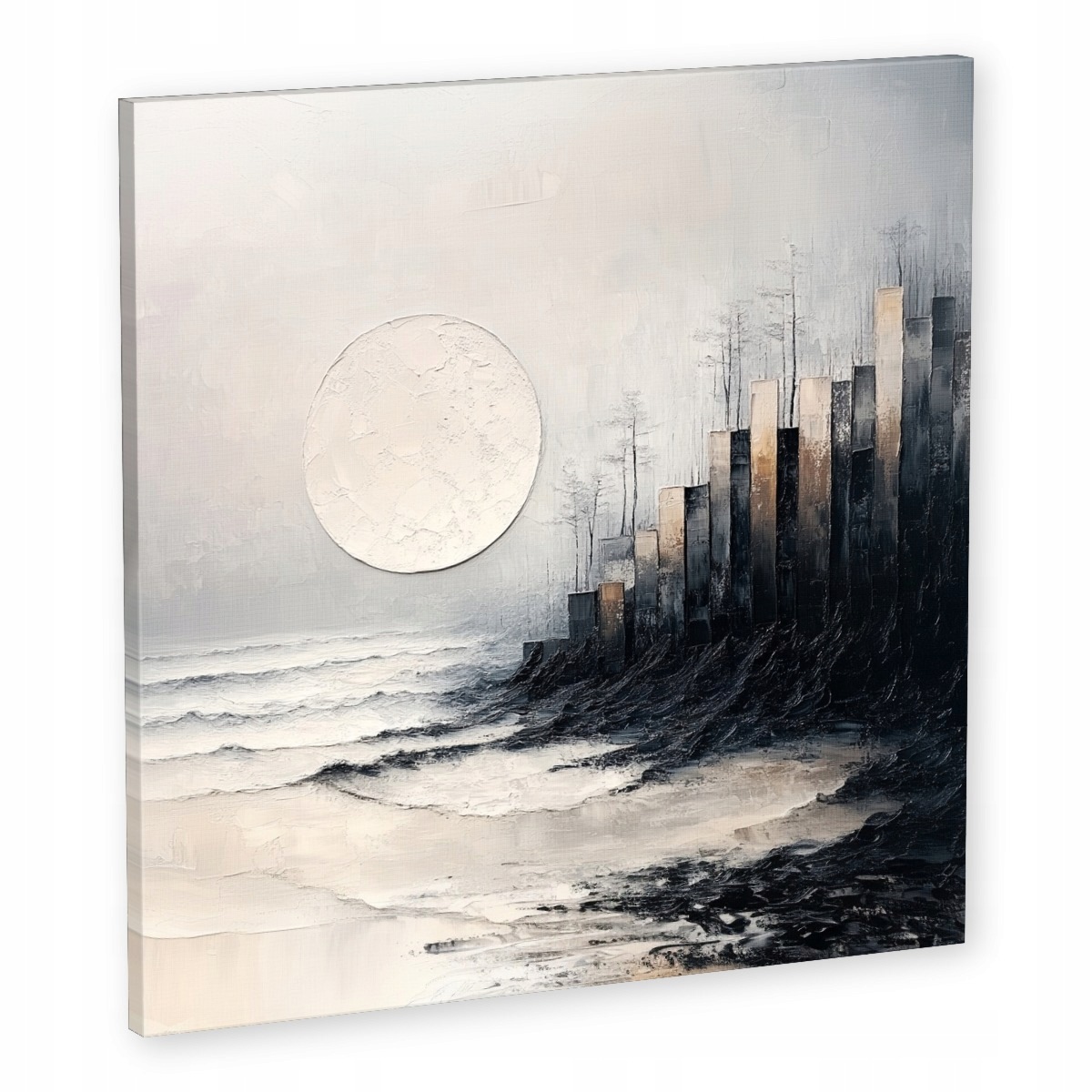 Obraz Na Plátně Canvas Abstrakce Grafika Město Noc Měsíc Moře 50x50