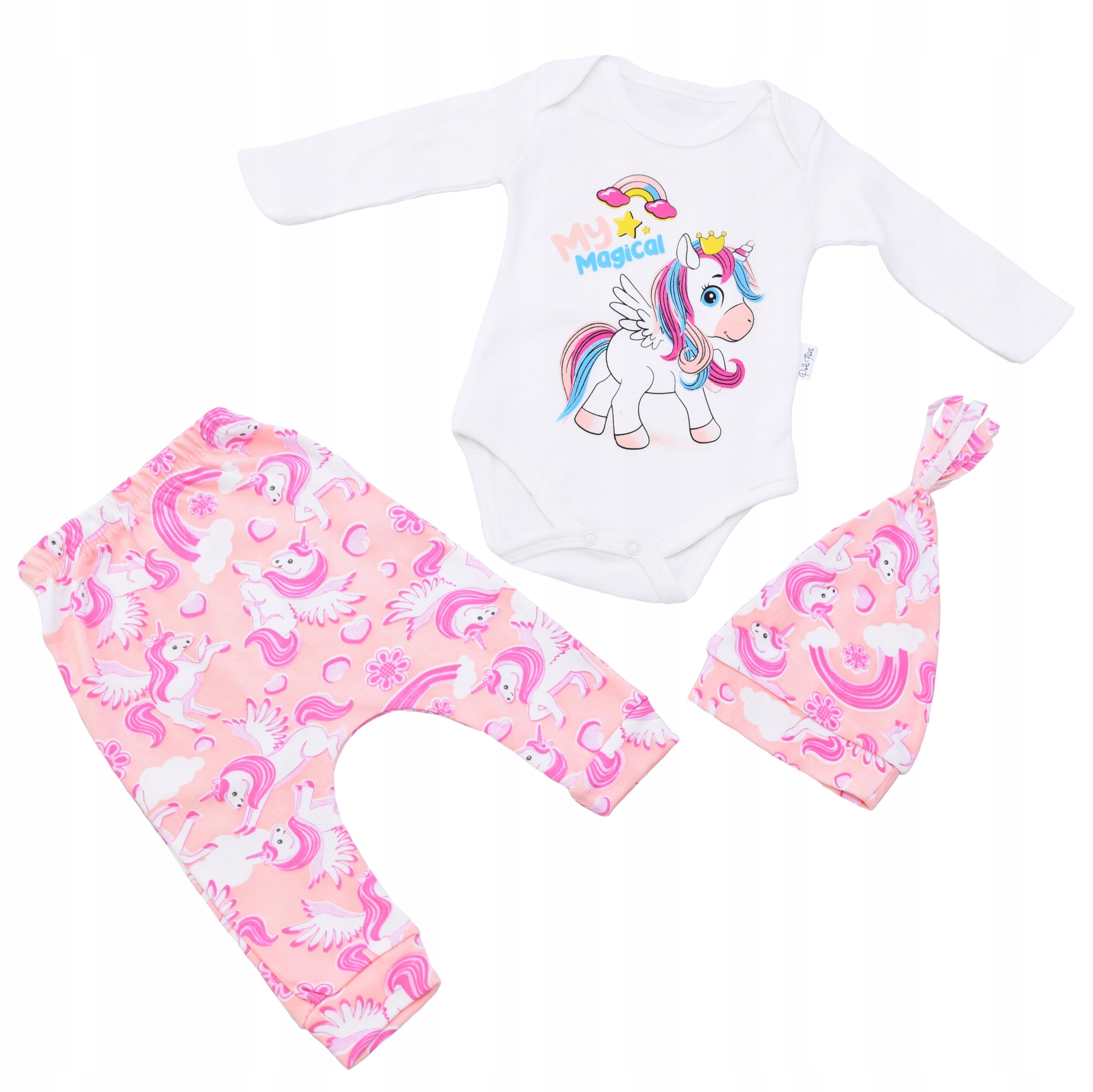 NIEMOWLĘCY KOMPLET SPODNIE BODY CZAPKA PONY Roz 68