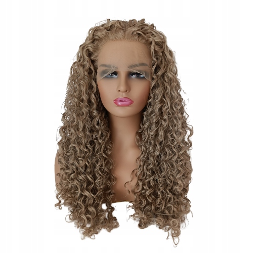 Paruka Lace Front blond afro kadeře čepička Bonus