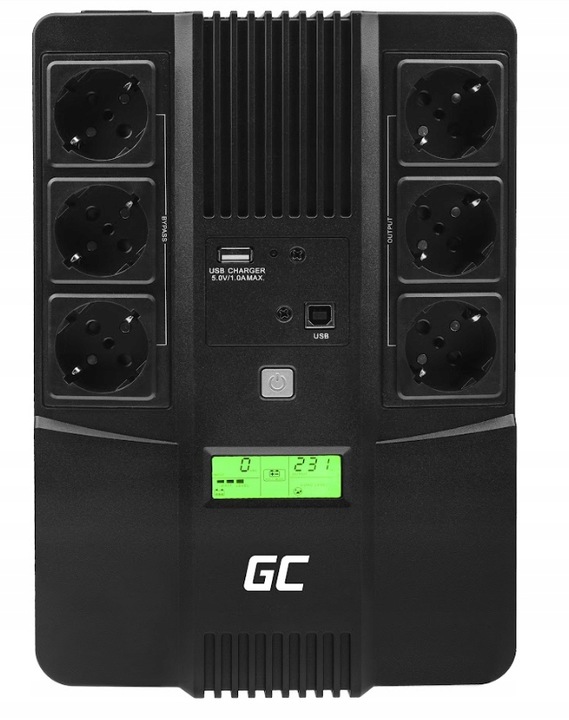 Green Cell Núdzový napájací zdroj Ups AiO 600VA 360 W s LCD displejom
