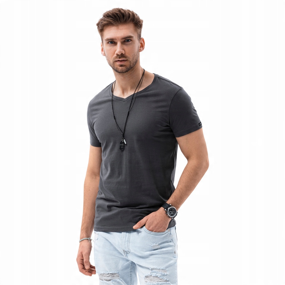 

T-shirt męski bawełniany S1369 grafitowy S