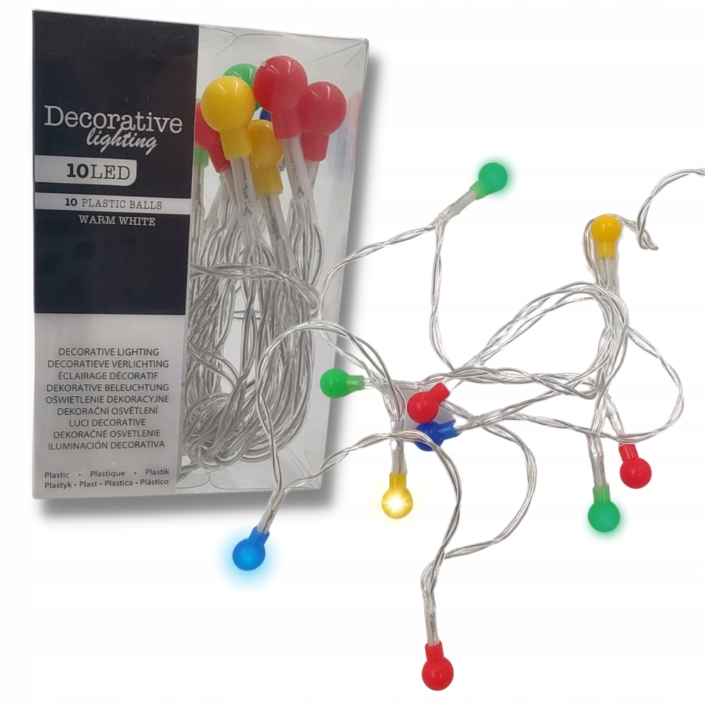 MINI LAMPKI LED KOLOROWE 10 LED DEKORACJA NA BATERIE STROIK