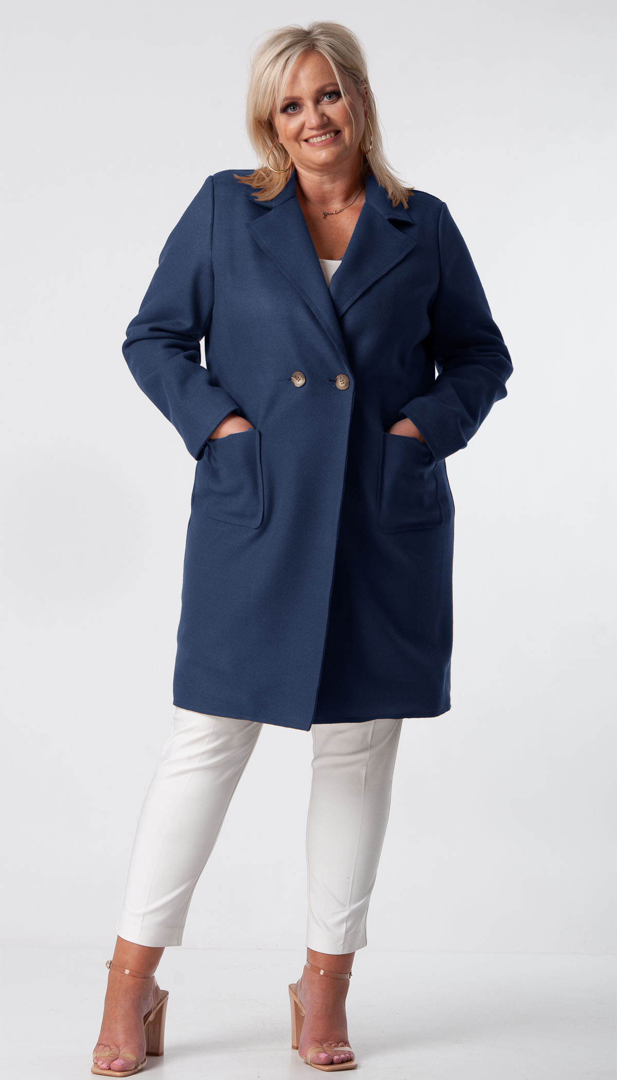 Elegancki Klasyczny Płaszcz damski wiosenny Plus Size 48-56 tu 48 XXXXL Model Elegancki płaszcz damski jesienny Plus Size Any143