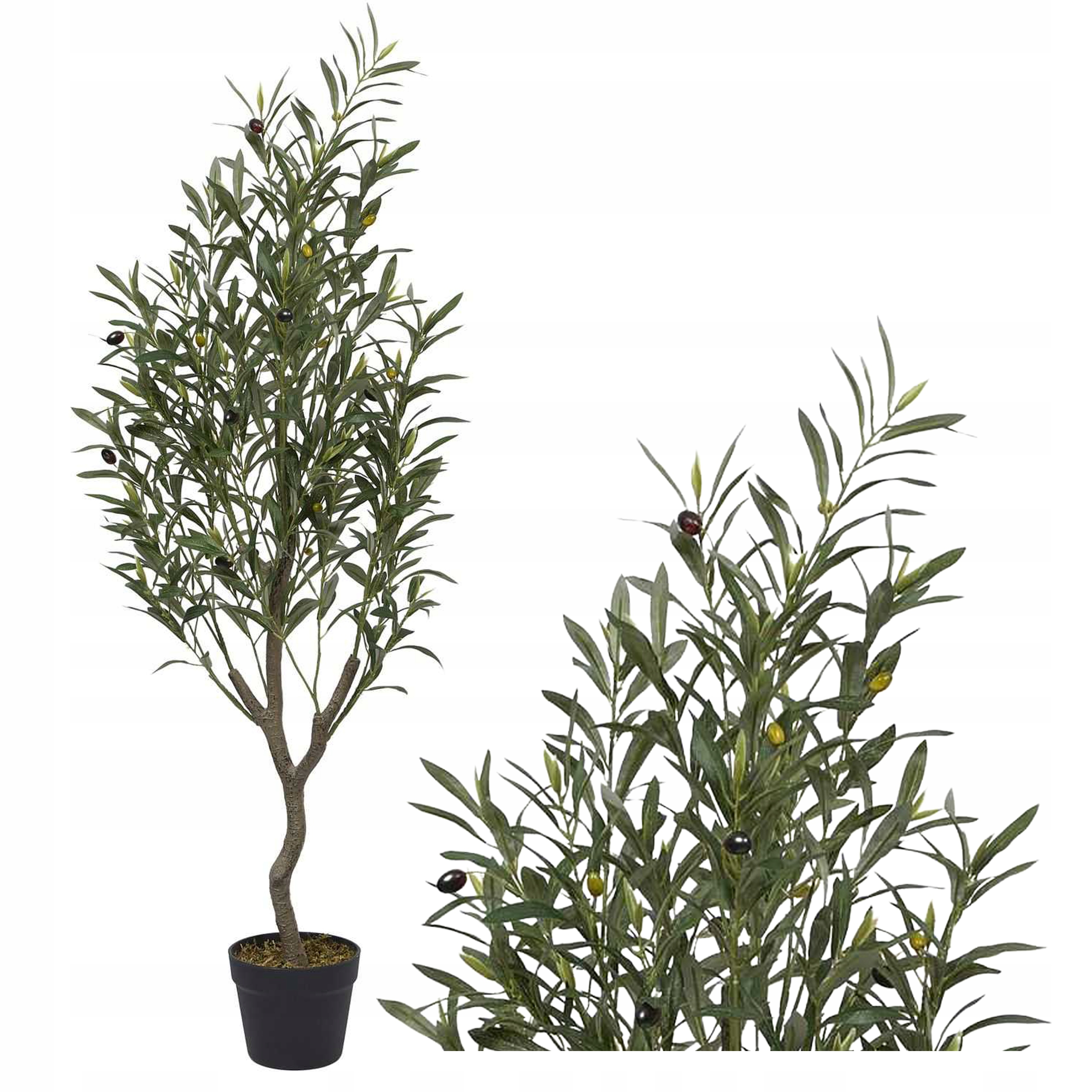 Drzewko oliwne sztuczne Toscana Duże 120 cm oliwki krzak Roślina Boho