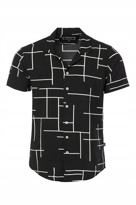 Černá Pánská Košile S Kubánským Límcem L