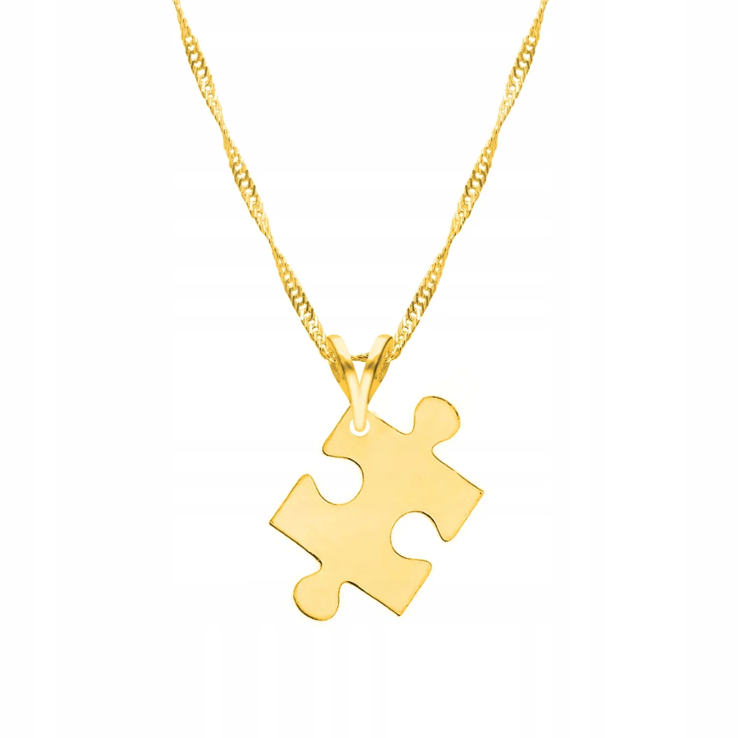 Zlatý náhrdelník 925 Velký Přívěsek s puzzlem Přívěsek Plech Puzzel Puzzle