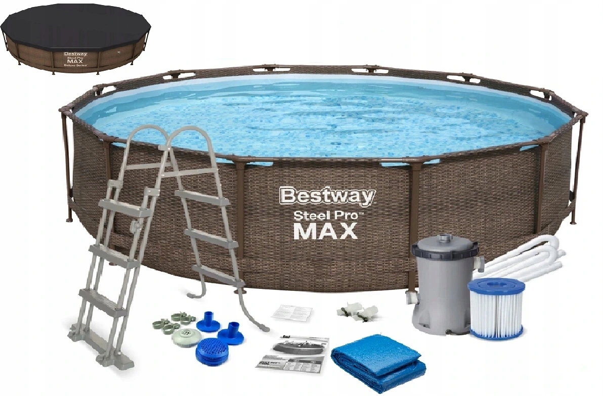 

Basen Stelażowy 366x100 Bestway Ratan Pokrywa/mata