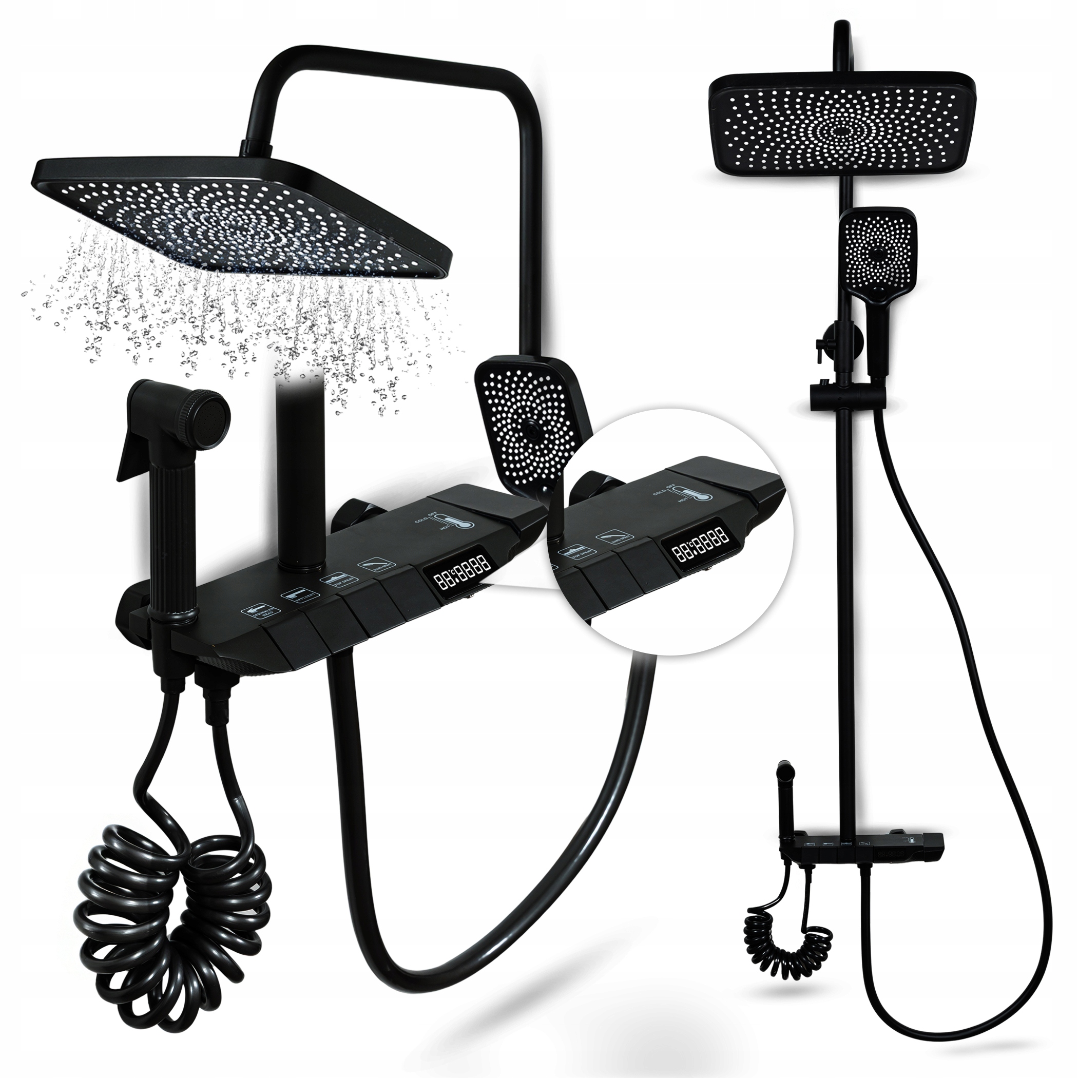 Sprchová Súprava Striekacia Kolumna S Batériou Termostat Dažďovka 4v1