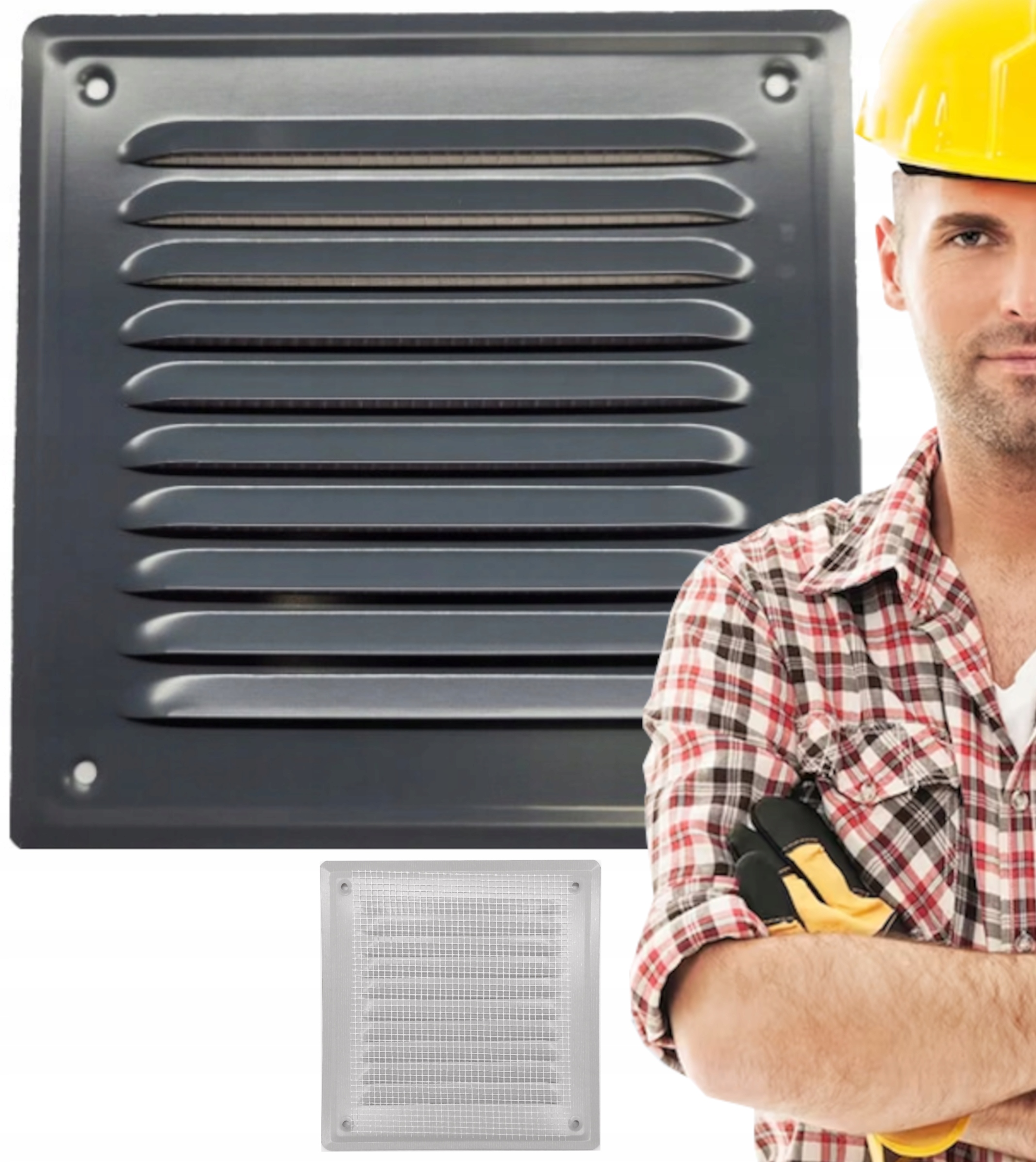 

Kratka wentylacyjna metalowa 14x14 Kominowa Grafit