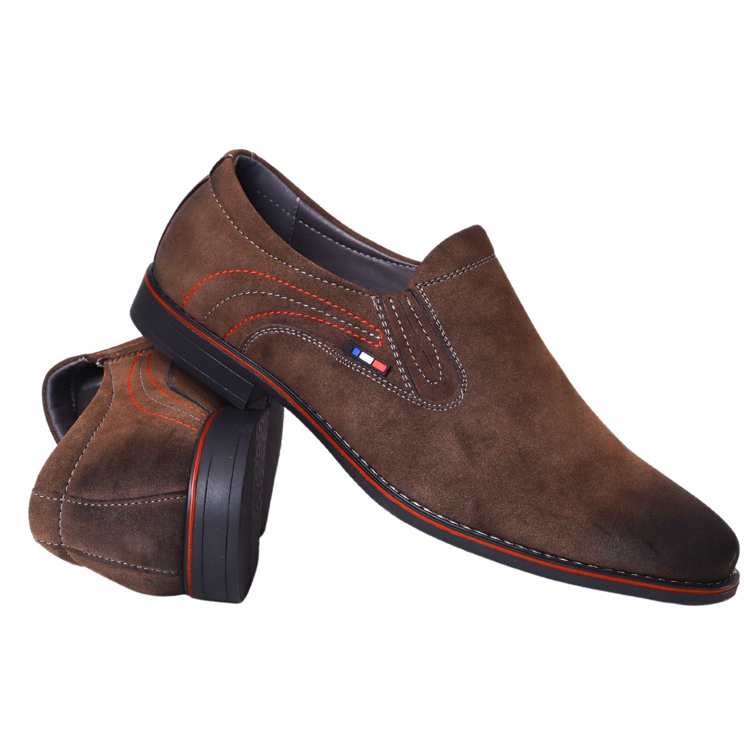 BUTY MĘSKIE PÓŁBUTY ELEGANCKIE PANTOFLE WSUWANE WIZYTOWE BRĄZ Marka inna