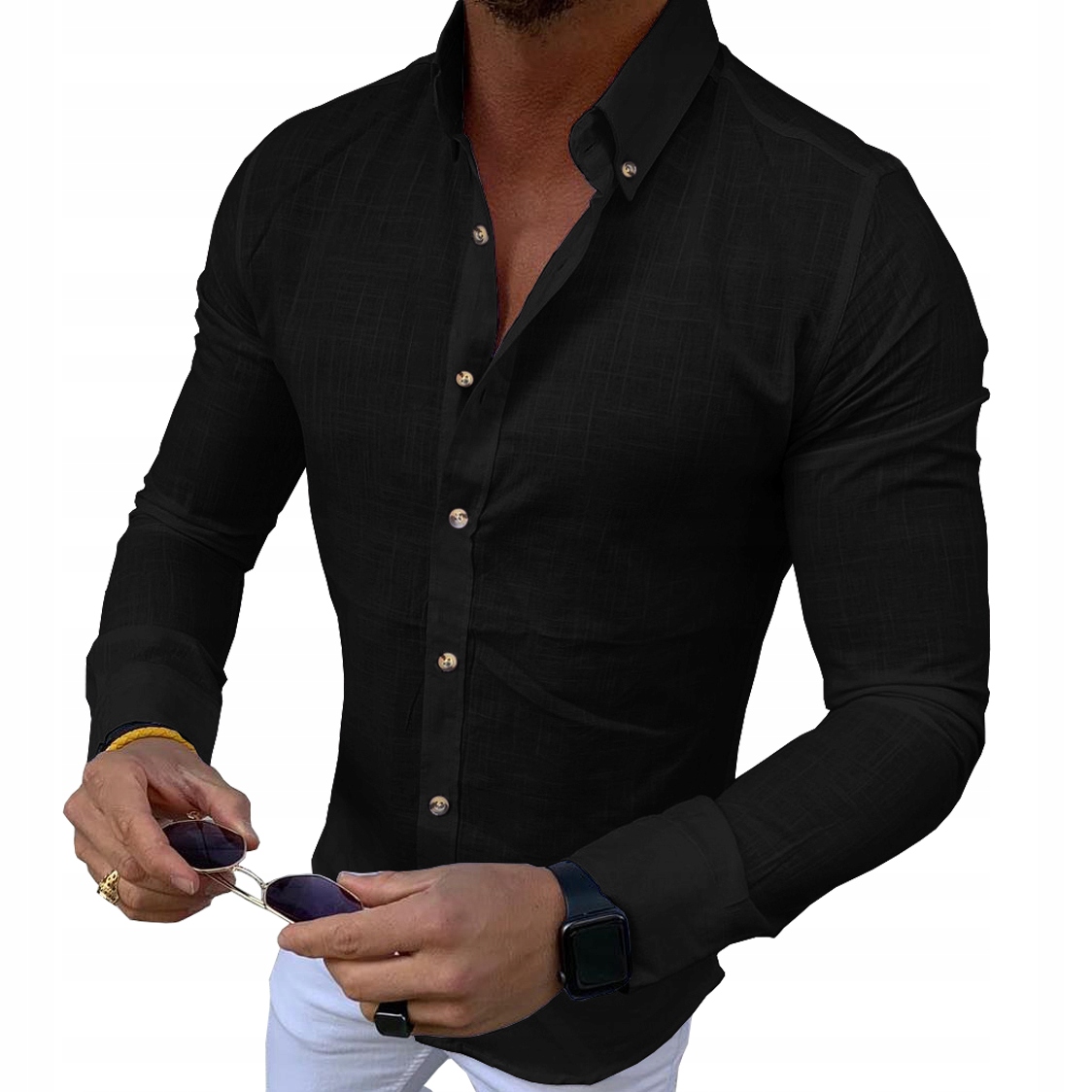 Pánská košile Casual Lněná Klasická Len Prodyšná Athletic