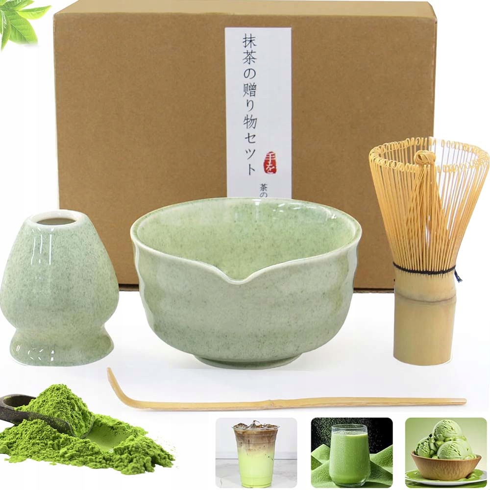 Levně Dárková Sada Na Čaj Matcha Částečný Mixér Matcha 4EL. Dárek