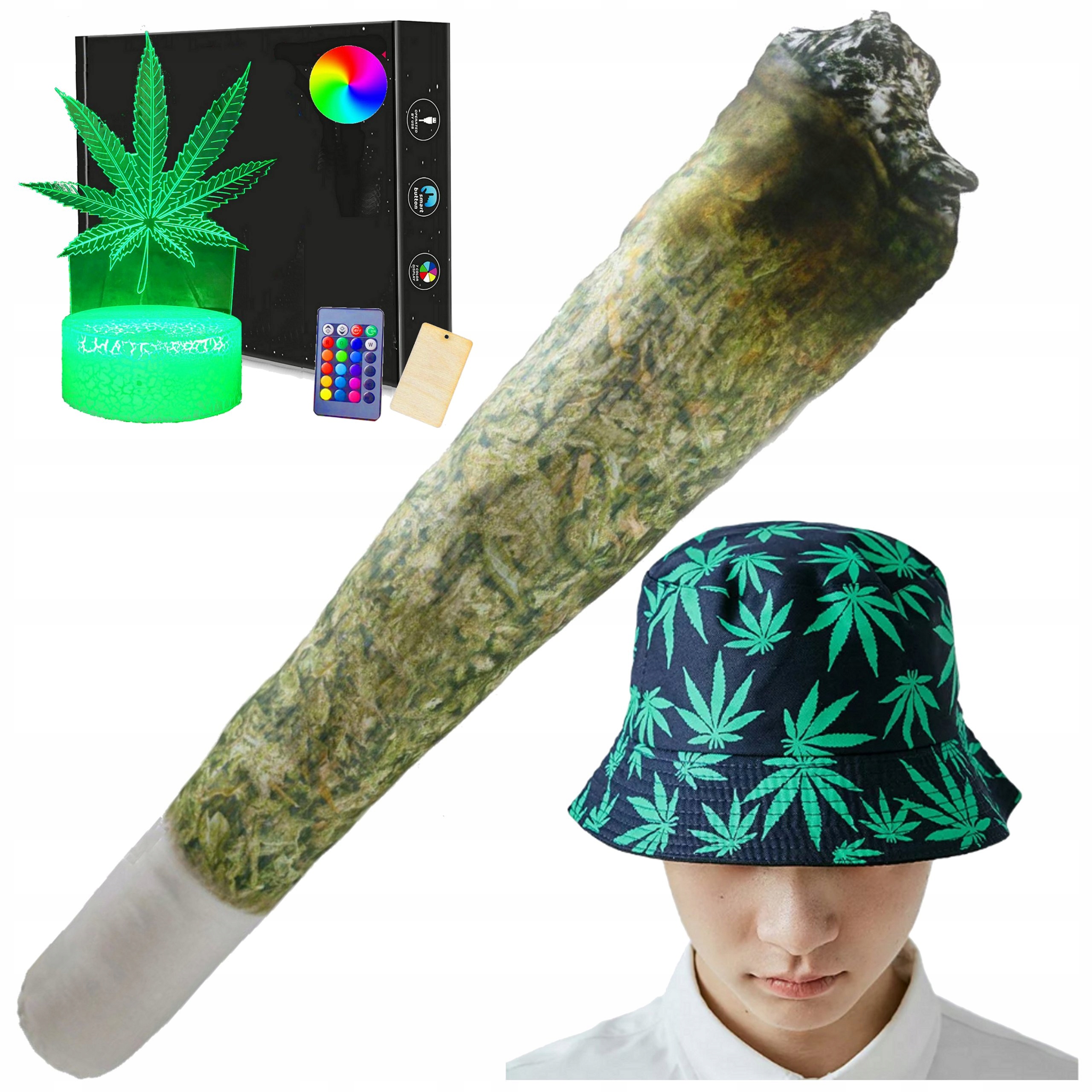 Darček K Narodeninám Vankúš Joint Čiapka 3D Led Lampička Ganja Thc Cbd