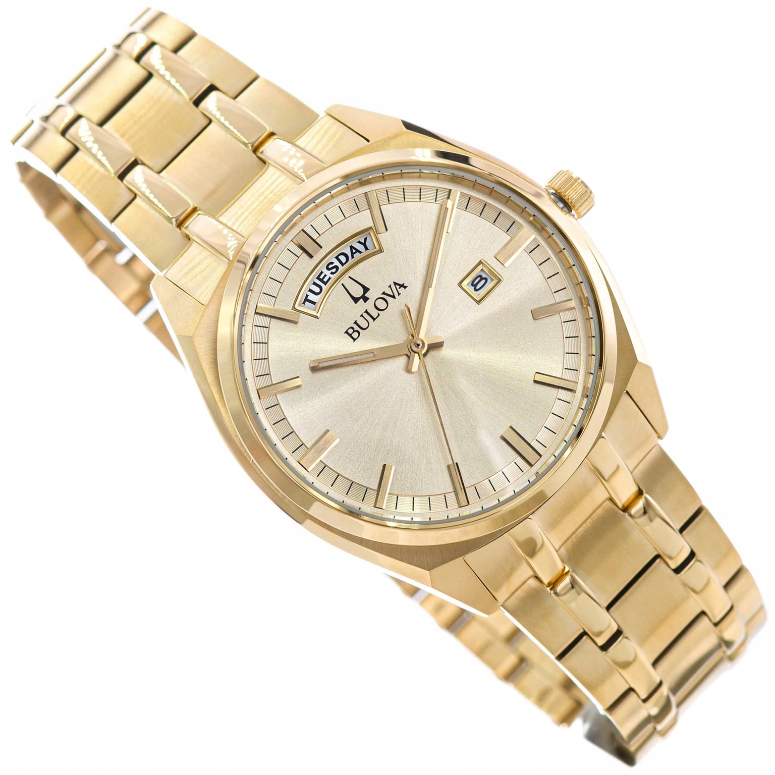 Pánské Hodinky Bulova 97C115 Surveyor Na Náramku Gold Datumovka