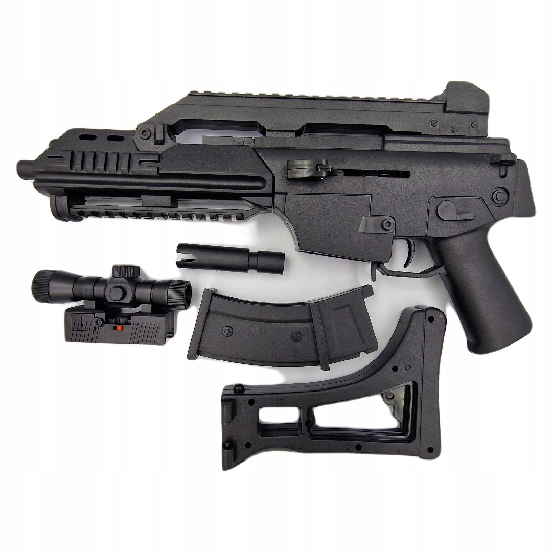 KARABIN SZTURMOWY NA KULKI G36 PISTOLET P41 CELOWNIK LASEROWY + TARCZA Waga produktu z opakowaniem jednostkowym 0.2 kg