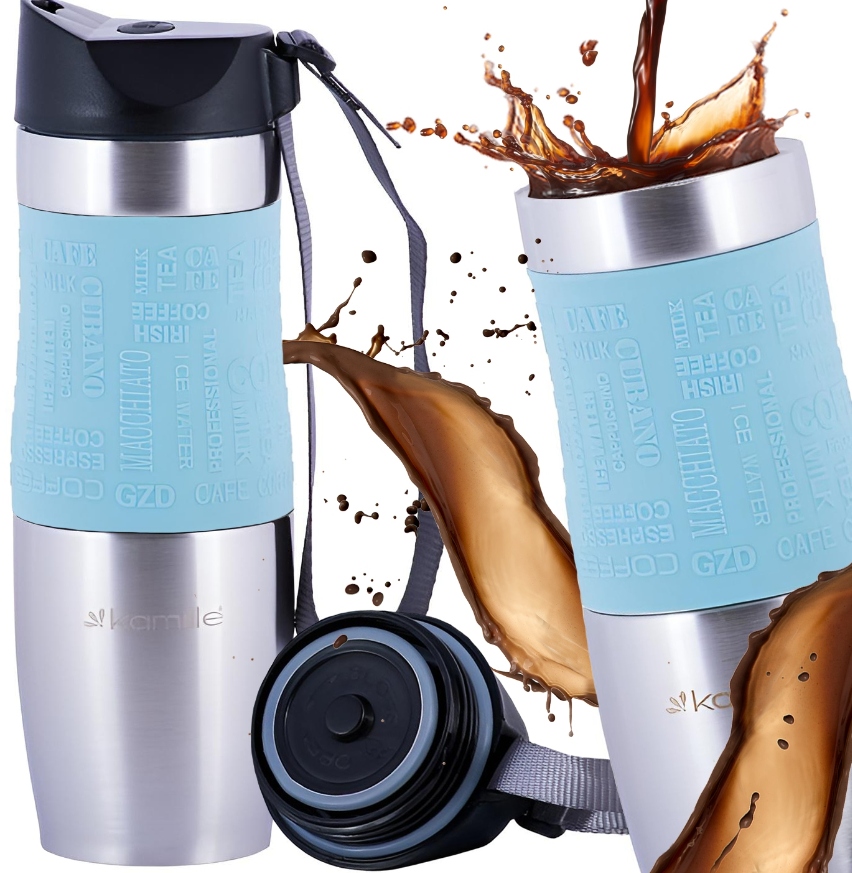 KUBEK TERMICZNY BIDON TERMOS 480ml STALOWY DO SZKOŁY TURYSTYCZNY UCHWYT Marka Oldman