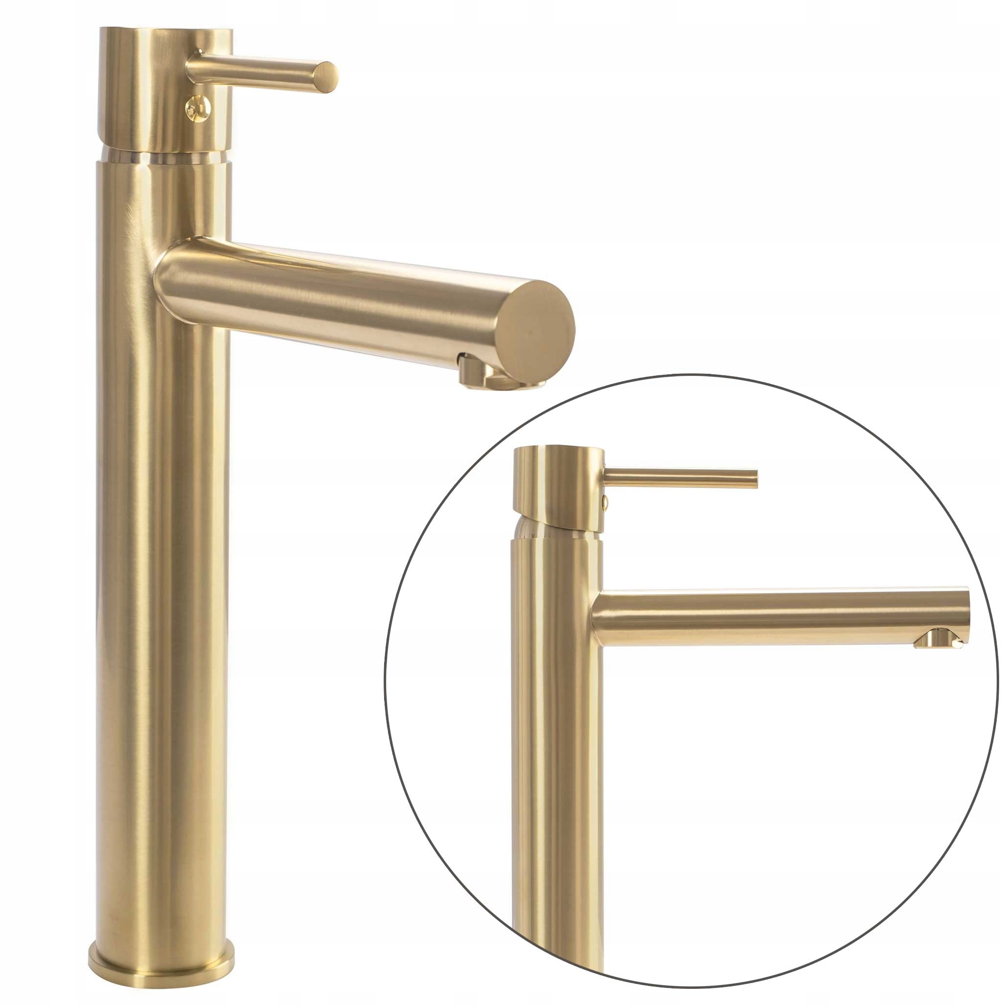 Umývadlová batéria Vysoká zlatá kartáčovaná 31,5 cm Rea Tess Na dosku