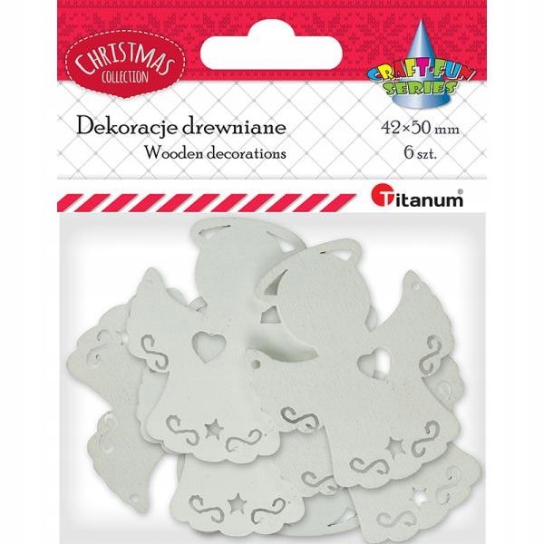 

Dekoracje drewniane 6 szt 42x50mm Titanum aniołek