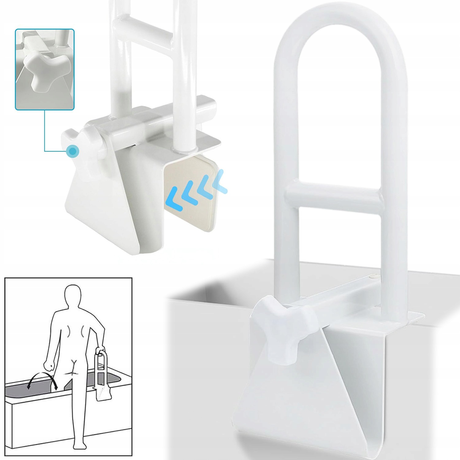 Poręcz Barierka Do Wychodzenia Z Wanny Uchwyt Udźwig 120 Kg Ergonomiczna