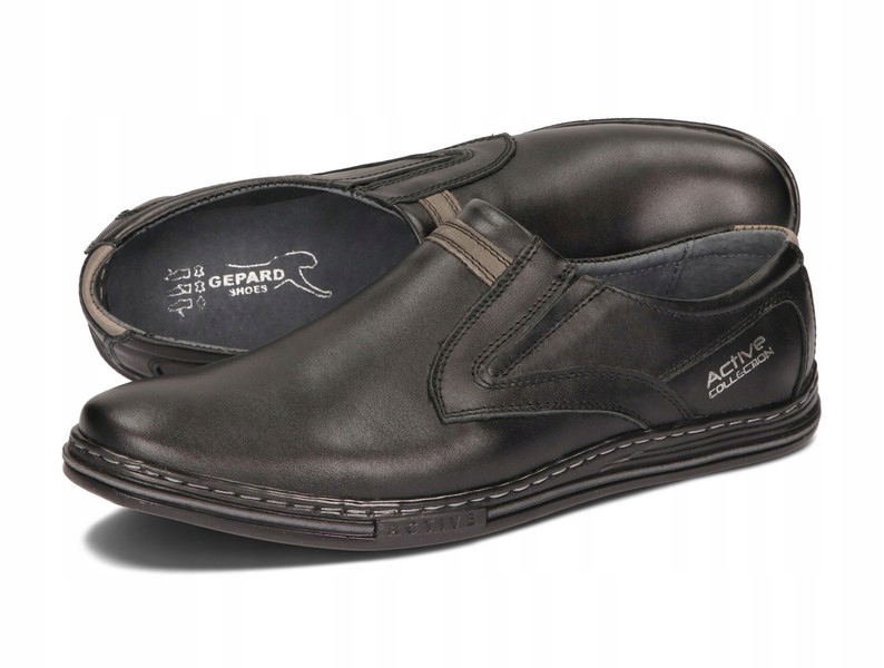 MOKASYNY BUTY MĘSKIE WSUWANE SKÓRA 022 CZARNY 45 Długość wkładki 29.5 cm