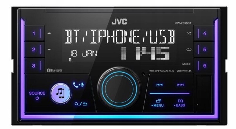 Jvc KW-X850BT Radio samochodowe 2DIN Aux Usb MP3 Bluetooth VarioColor