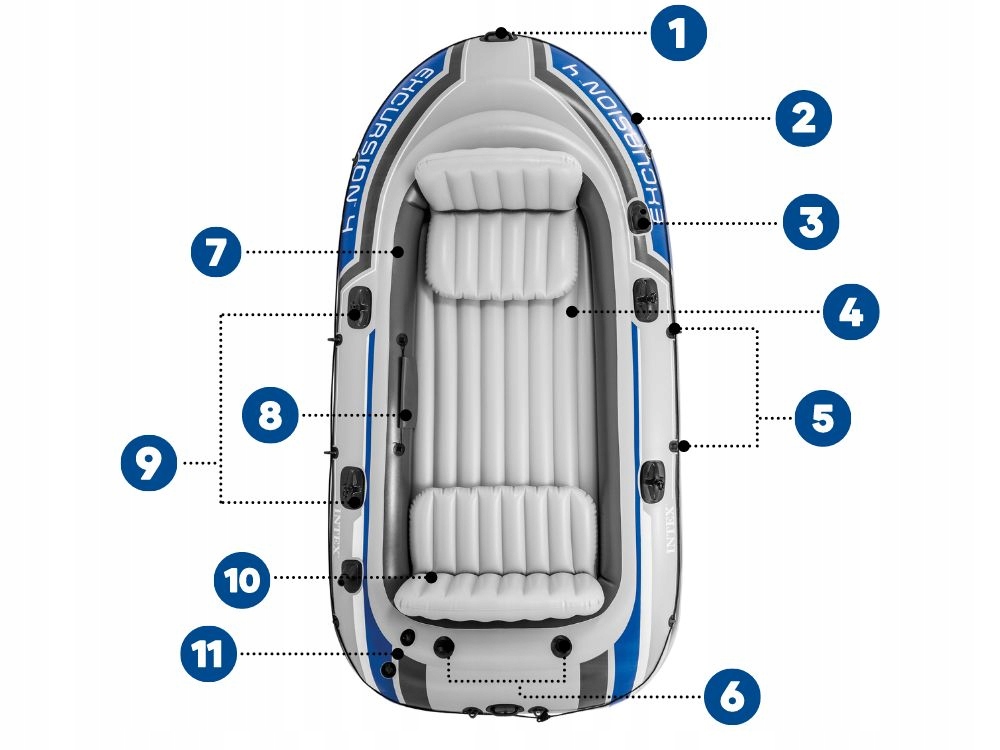 Ponton Intex Excursion 4 osoby POMPKA + WIOSŁA 68324 MODEL 2024 Kod producenta 68324
