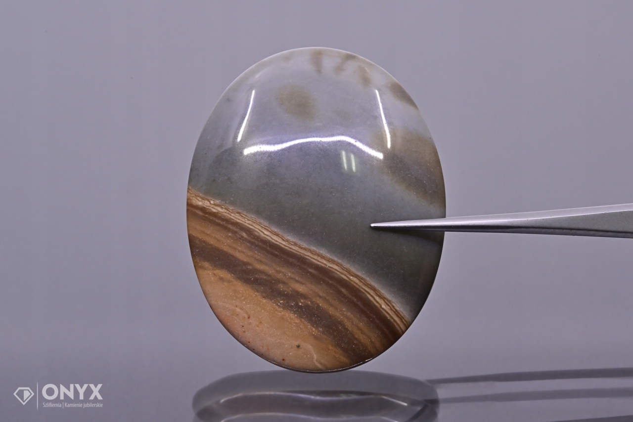 Jaspis krajinný kabošon ovál 45,5x36 mm