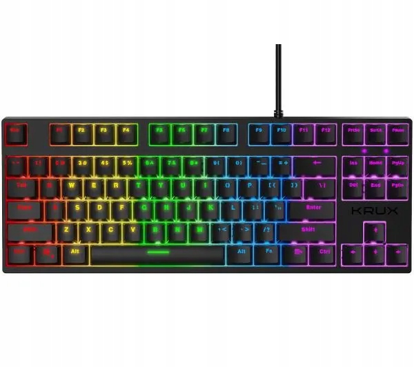 Klawiatura przewodowa mechaniczna Krux Atax Rgb Outemu Red KRX0043 Czarna
