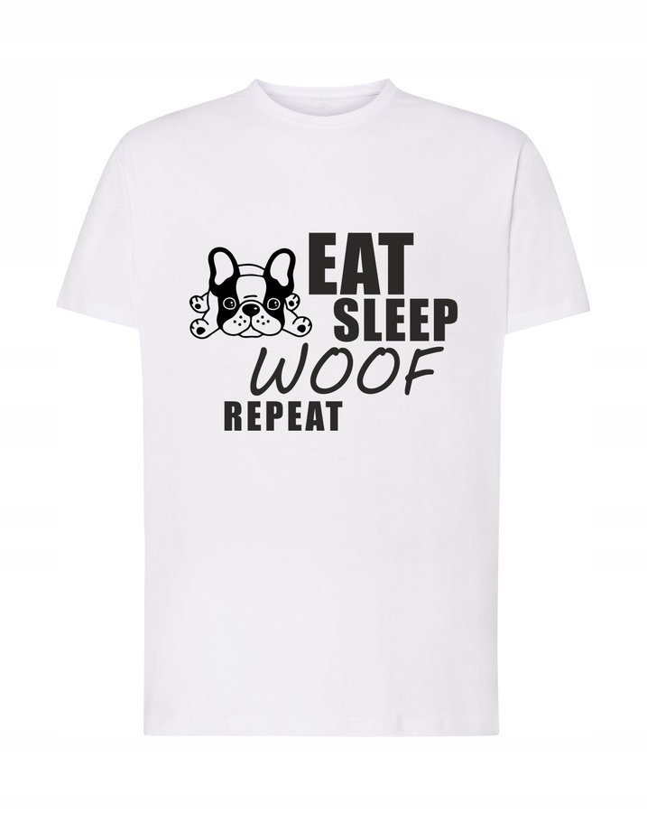 

Koszulka męska Eat Sleep Woof Repeat, biała 5XL