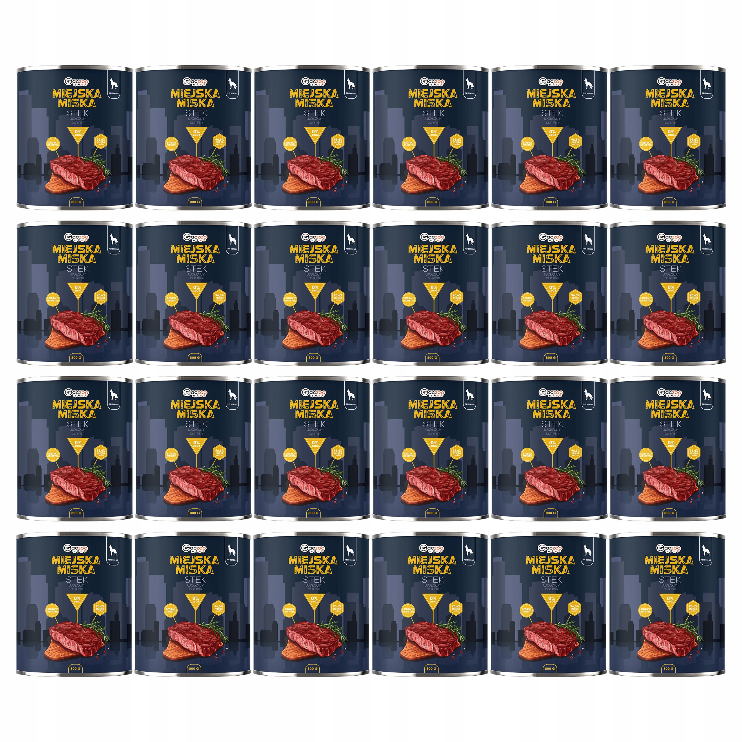 Levně Gaczoo Městská miska bezobilná krmivo pro psy Hovězí steak 24 x 800 g