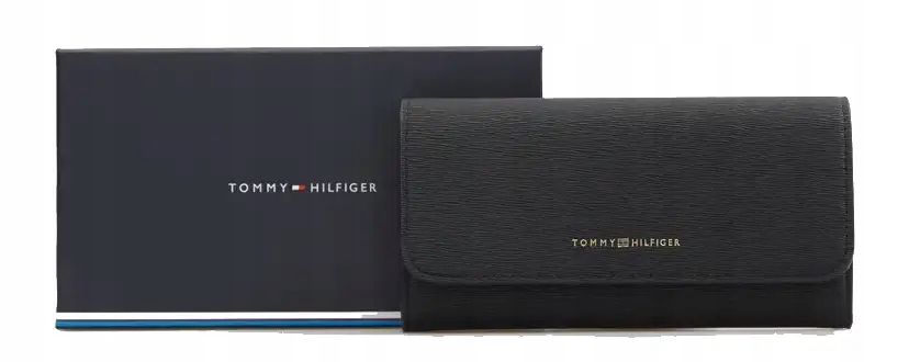 Portfel damski Tommy Hilfiger portmonetka czarny poziomy duży