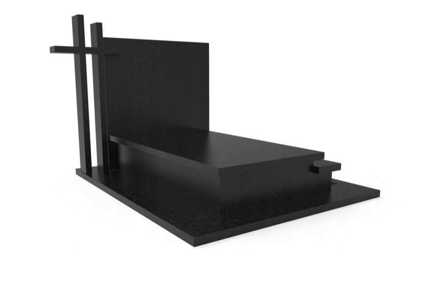 Granitový náhrobek dvojitý krásný Premium černý s dvojitým křížem