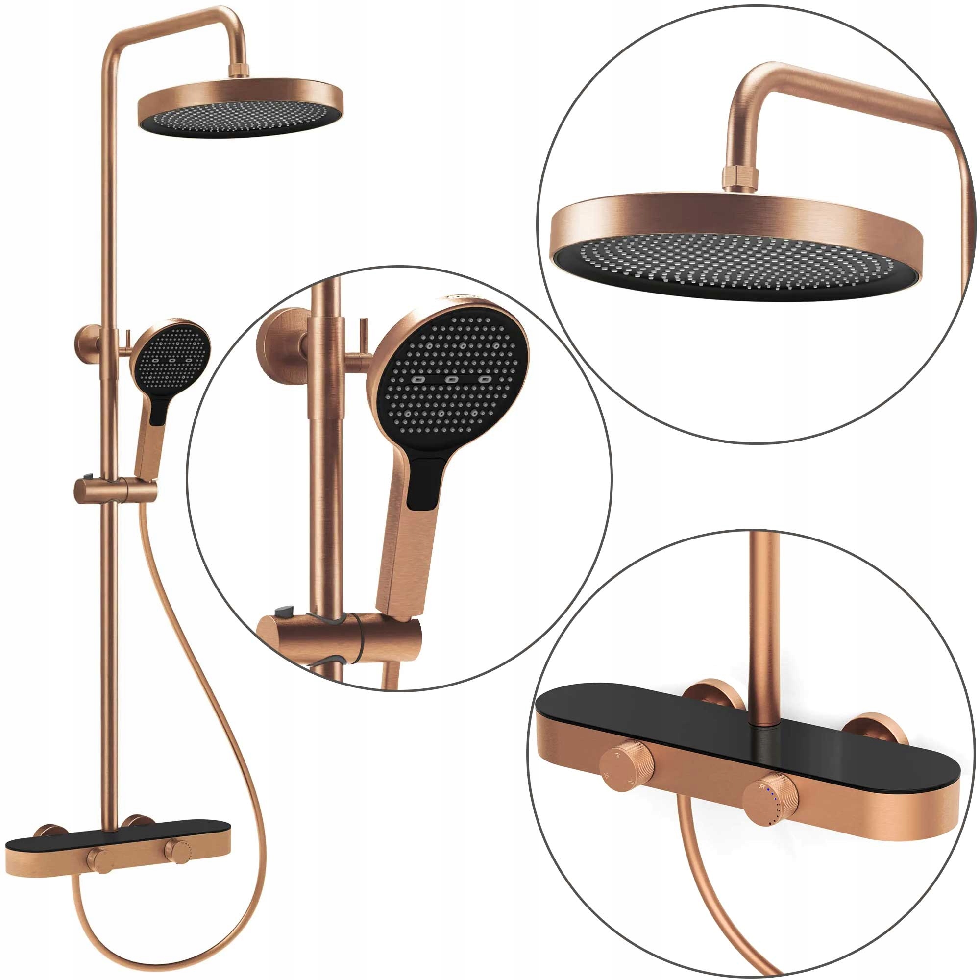 Sprchový set s dažďovou sprchou a výtokom Medený Creo Vstavaná bidetka