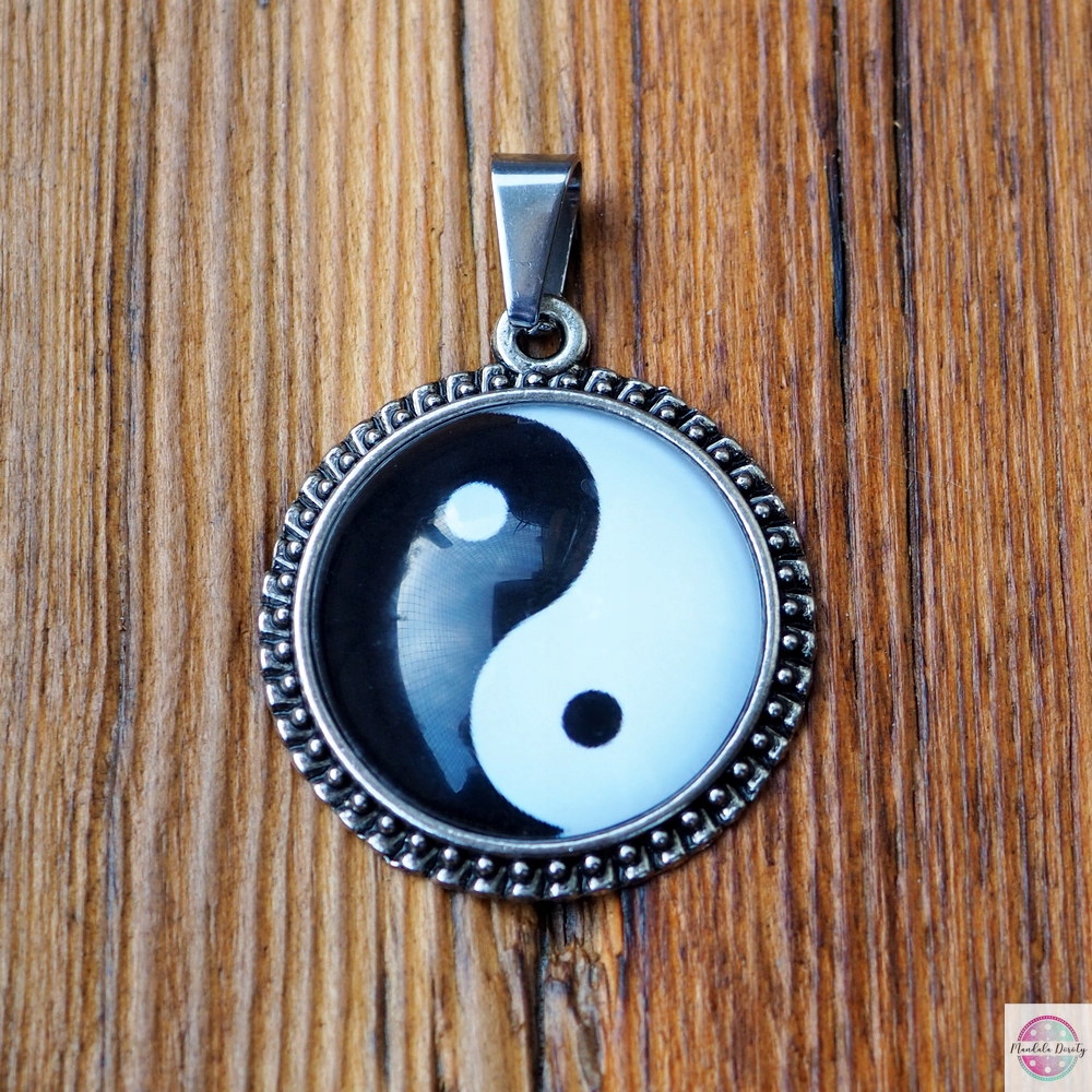Naszyjnik medalion wisior Mandala symbol znak Yin Yang równowaga MD