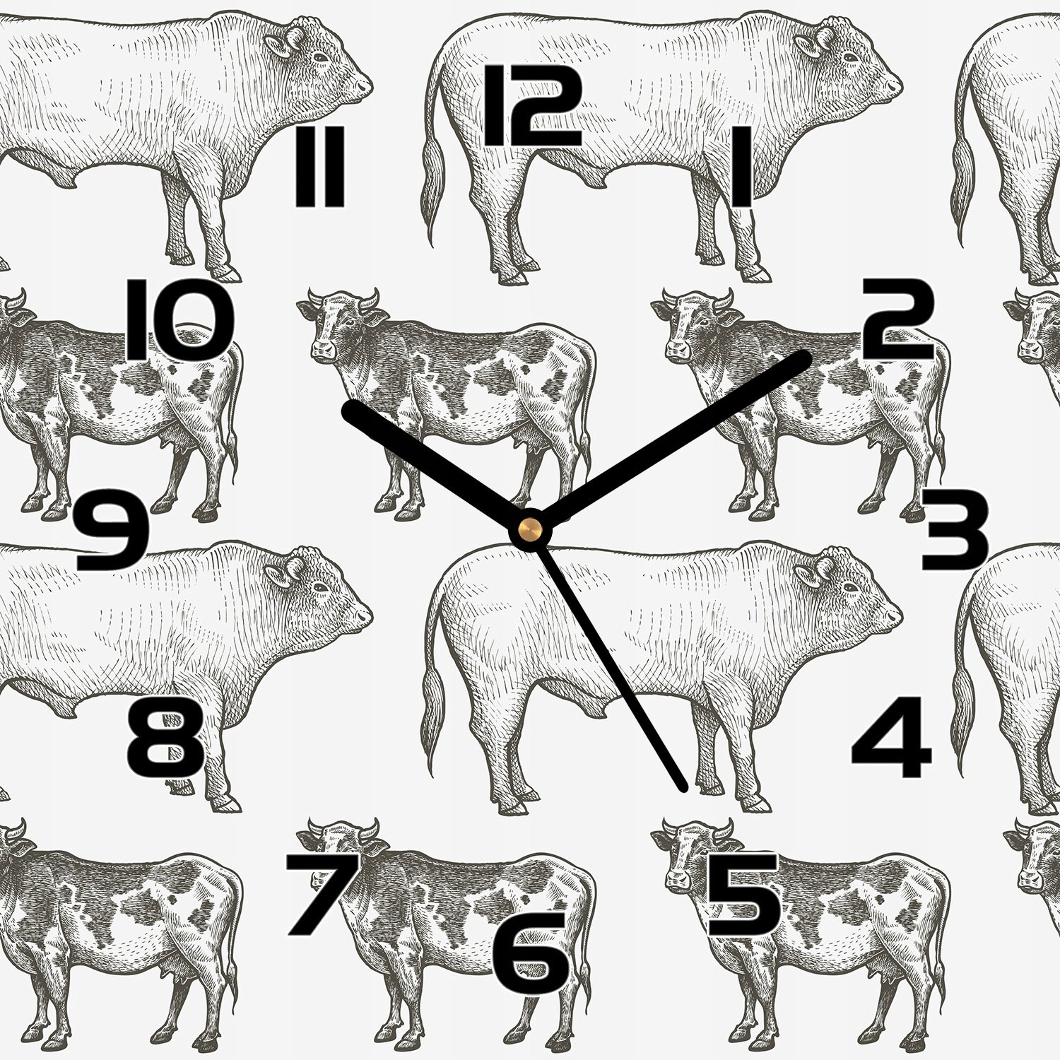 

Zegar szklany Wiejskie krowy białe i czarne 30x30