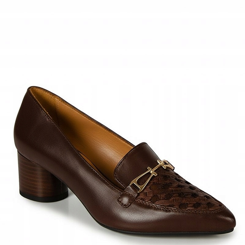 Simen 8348A Hnědé Kožené Lodičky S Ozdobou 39
