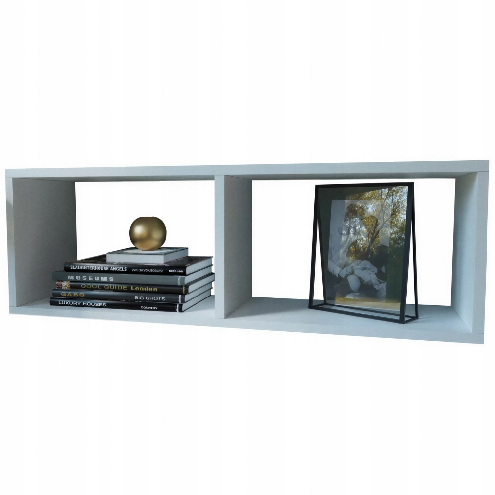 Závěsný regál, závěsná nástěnná police, bílá, 100x30x20