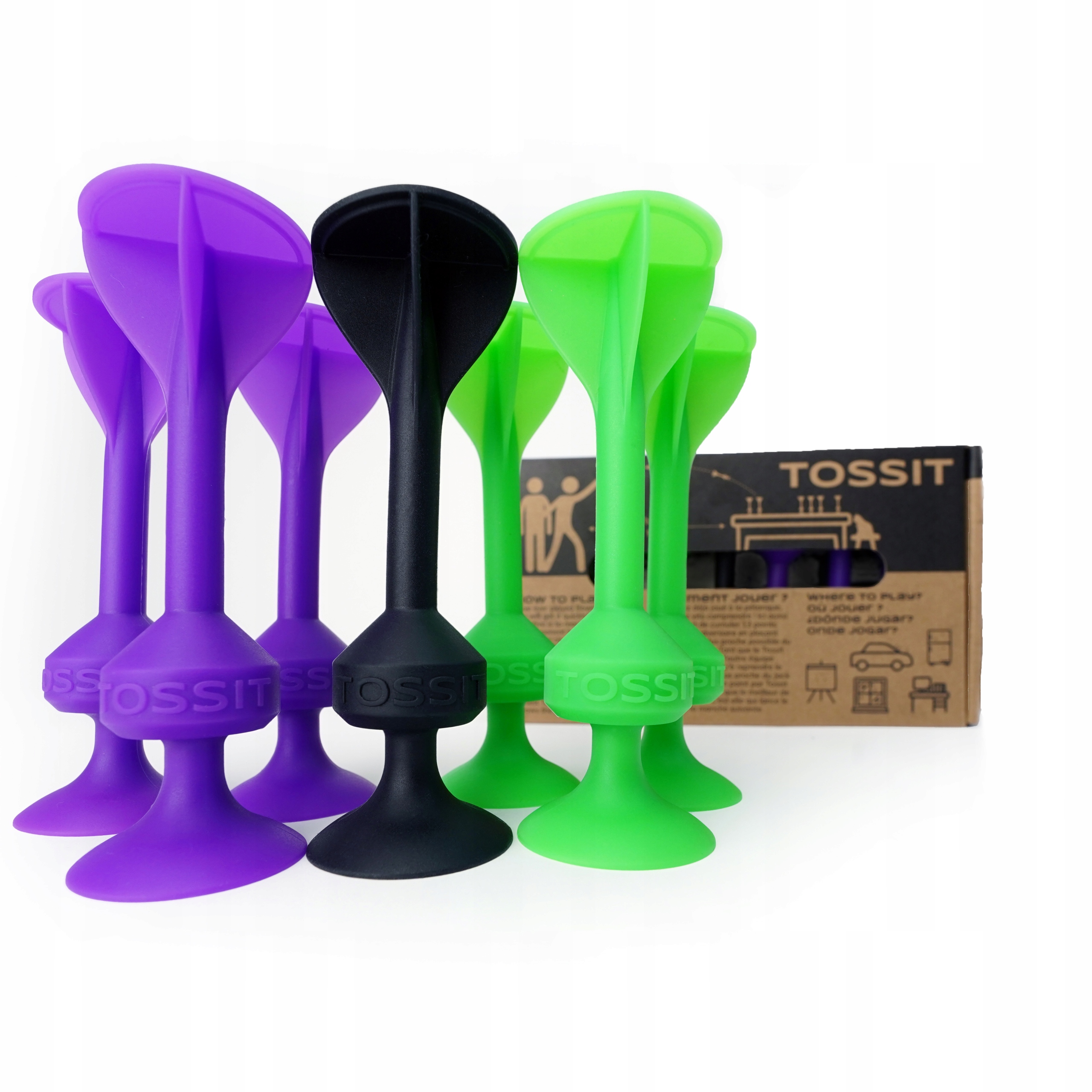 Šipky Tossit Startovací balíček 1x černý, 3x fialový, 3x zelený