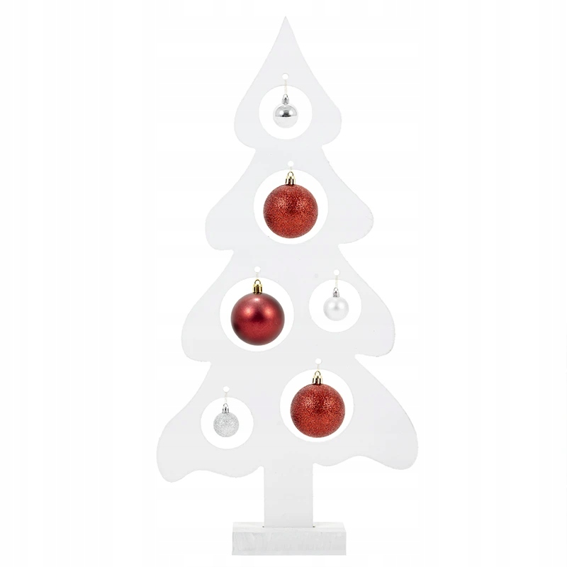 

Choinka Sztuczna Drewniana z Bombkami 0,5 M Biała