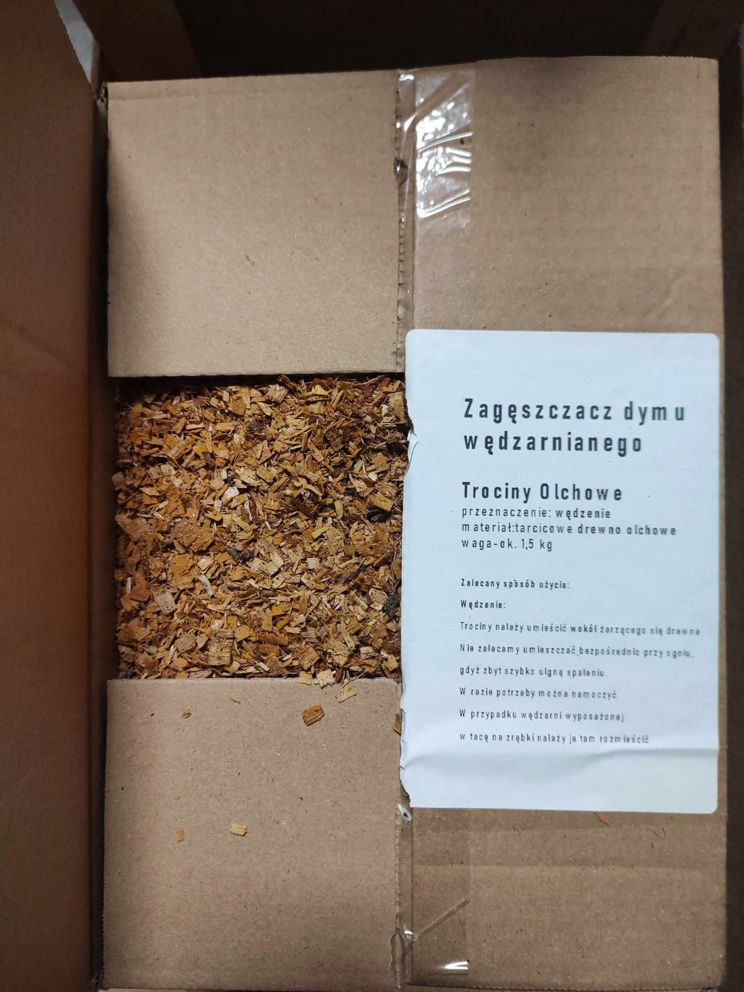 TROT trociny z Drewno do wędzenia OLCHA zrębki 1,5 kg ZAGĘSZCZACZ DYMU ! Model trot 1,5