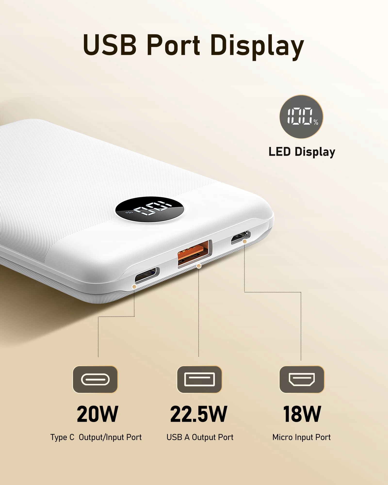 VEEKTOMX 10000mAh Powerbank, 22.5W USB-C for iPhone, Samsung, Huawei — miniatura 2