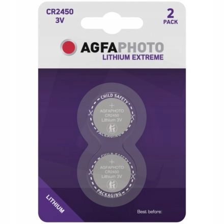 

2x Bateria Guzikowa Agfaphoto CR2450 3V Litowa