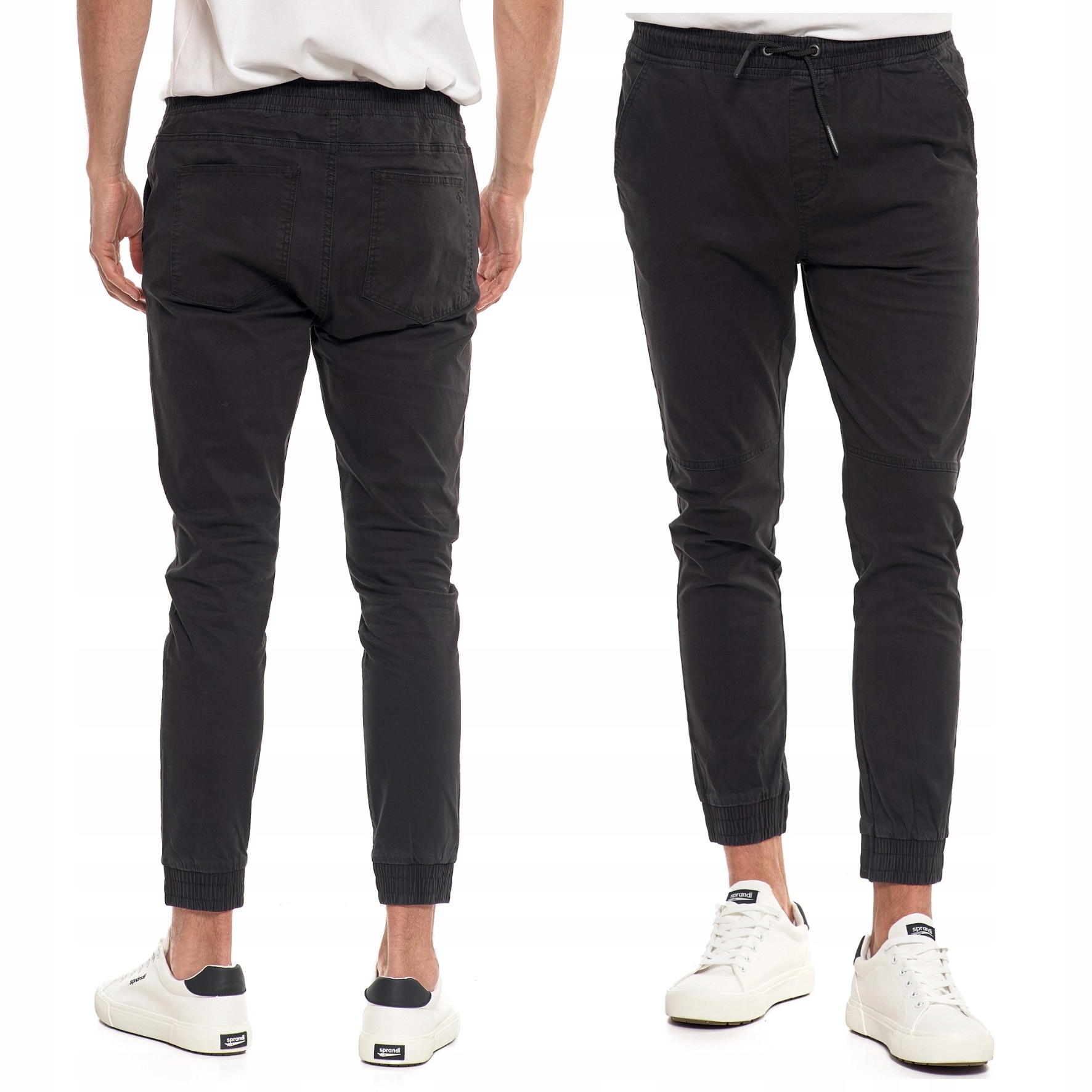 Pánské Bavlněné Jogger Kalhoty Casual Moraj Černé S Manžetami Ve Spodní Části 33