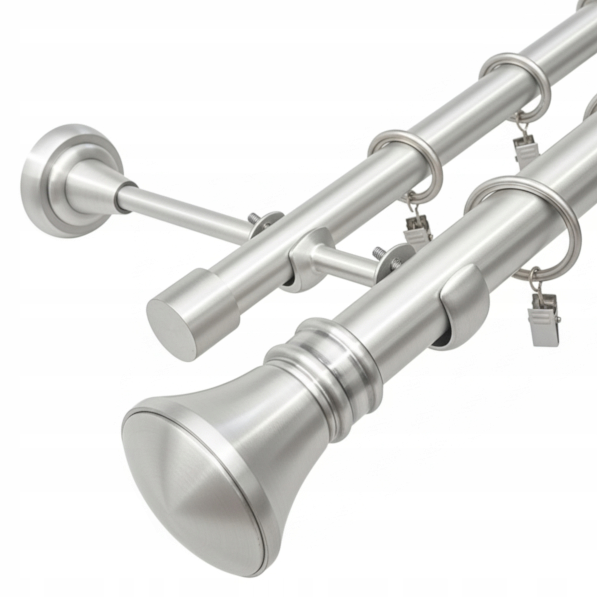 Garnýž Dvojitá Kovový 25 19 MM stříbrný Satén 140 CM Monaco Kolečka