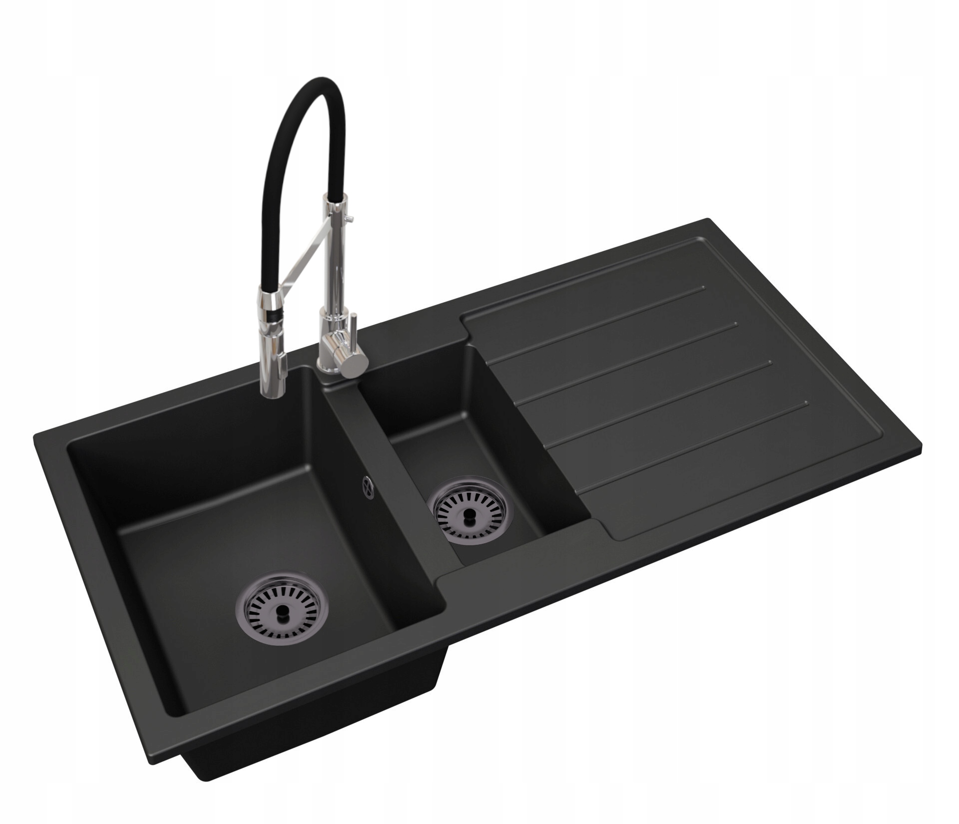 Kuchyňský Granitový Dřez, Půlkomorový, S Odkapávačem, Sifonová Baterie
