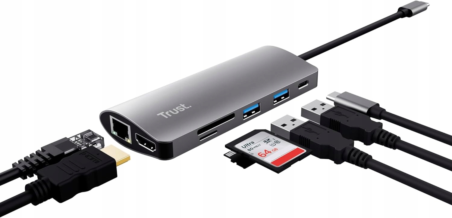 Dokovací stanice Hub Adapter 7v1 Usb-c Hdmi Ethernet Usb-a Čtečka